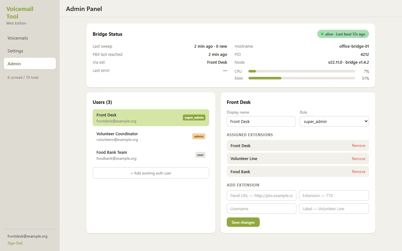 Voicemail Tool — screen 3 of 3
